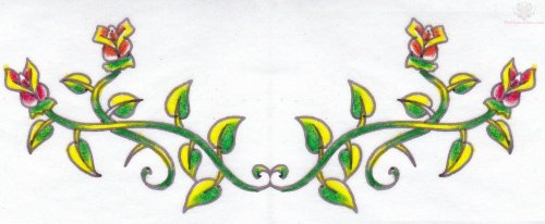 Roses And Leaves Lower Back Tattoo Design